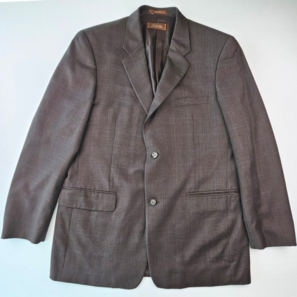 Tasso Elba Mens Brown Wool Blazer Vitale Barberis Canonico Super 110 42L TF62B41